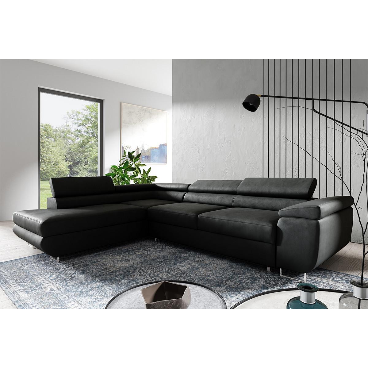 ECKSOFA Lyam 4 Sitzplätze Schwarz - Schwarz, Holzwerkstoff (271/201cm) - Petits-meubles