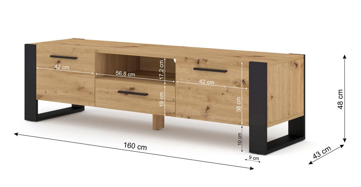 TV LOWBOARD Artisann 160/48/43 - Eiche Artisan, Holzwerkstoff (160/48/43cm) - RAUMHIRSCH FURNITURE