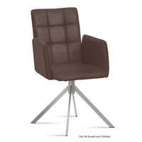ARMLEHNSTUHL (8er-Set) Dorita 52x91x60 Edelstahl/Braun - Edelstahlfarben/Braun, Kunststoff (60/91/52cm) - 58aufmkessel