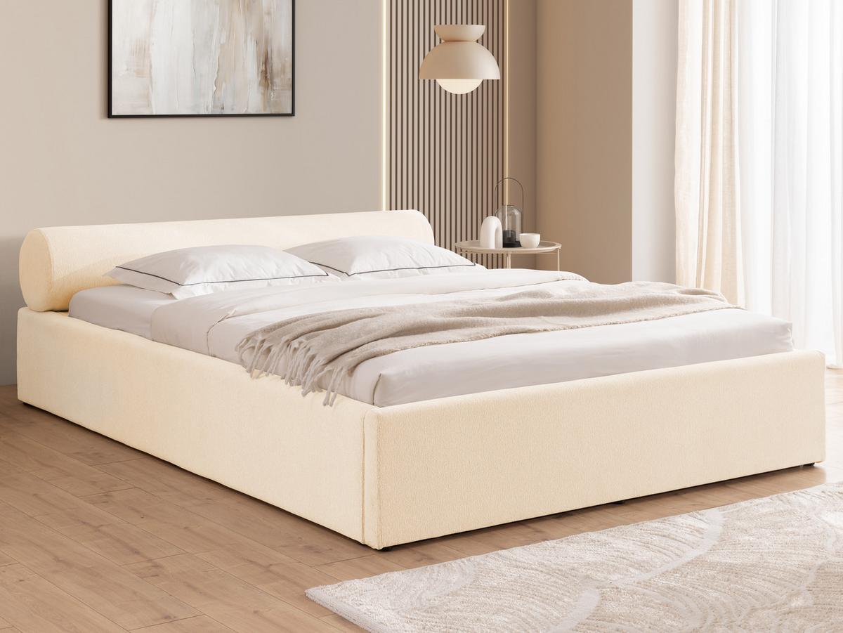 POLSTERBETT 160/200 cm Josy im Designer-Look mit Bettkasten und Lattenrost aus Hellbeige Chenille-Stoff - Beige/Schwarz, Holz/Kunststoff (160/200cm) - S-Style Möbel