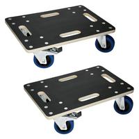 TRANSPORTROLLER 2er Set mit 4 Rollen 2 mit Bremsen 35x50 cm Traglast 800kg Siebdruck Holzplatte Black - Dunkelgrau, Holzwerkstoff (50/35/14.5cm) - ECD-Germany