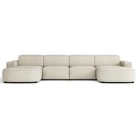 WOHNLANDSCHAFT Sallmo U-Form, universell, 3-Sitzer 374 cm - Creme/Schwarz, Kunststoff/Textil (374/70/166cm) - Selsey