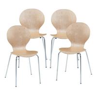 ESSZIMMERSTUHL-SET 4 TLG. Etne - Chromfarben/Birkefarben, Holz/Metall (48/85/50cm) - [en.casa]