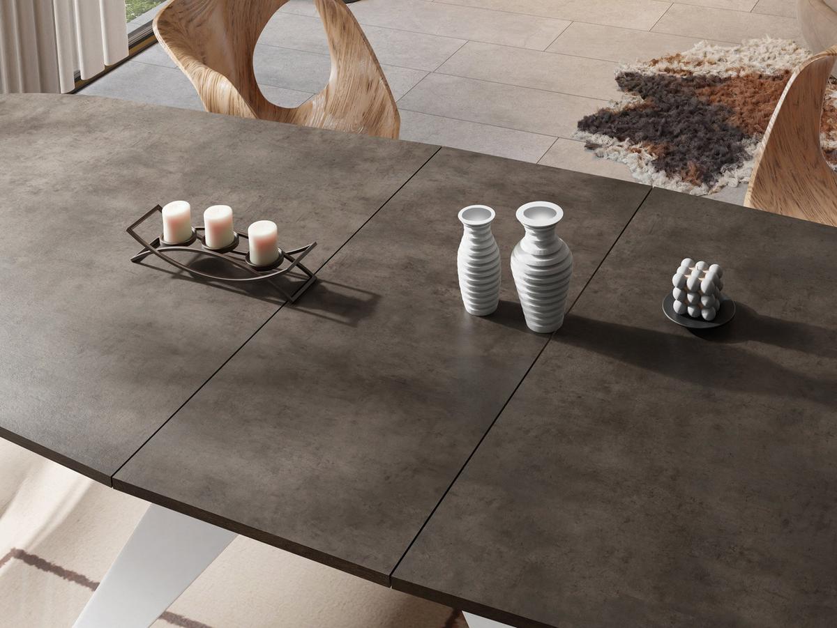 ESSTISCH Fatina rechteckig ausziehbar, Dunkelgrauer Chicago Beton 160-198/90/76 cm - Dunkelgrau/Weiß, Holzwerkstoff/Metall (80/200/76cm) - WFL GROUP