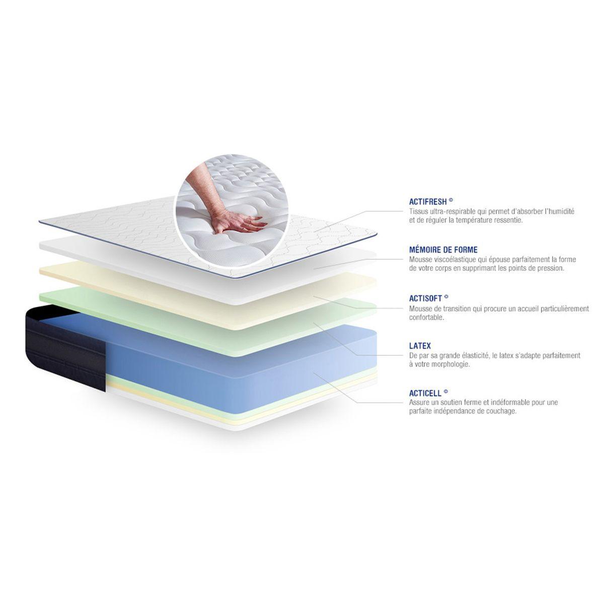 MATRATZE Actilatex tech Latex und Memory-Schaum 80 x 200 cm h4 - Weiß, Textil (80/200cm) - ACTISOM