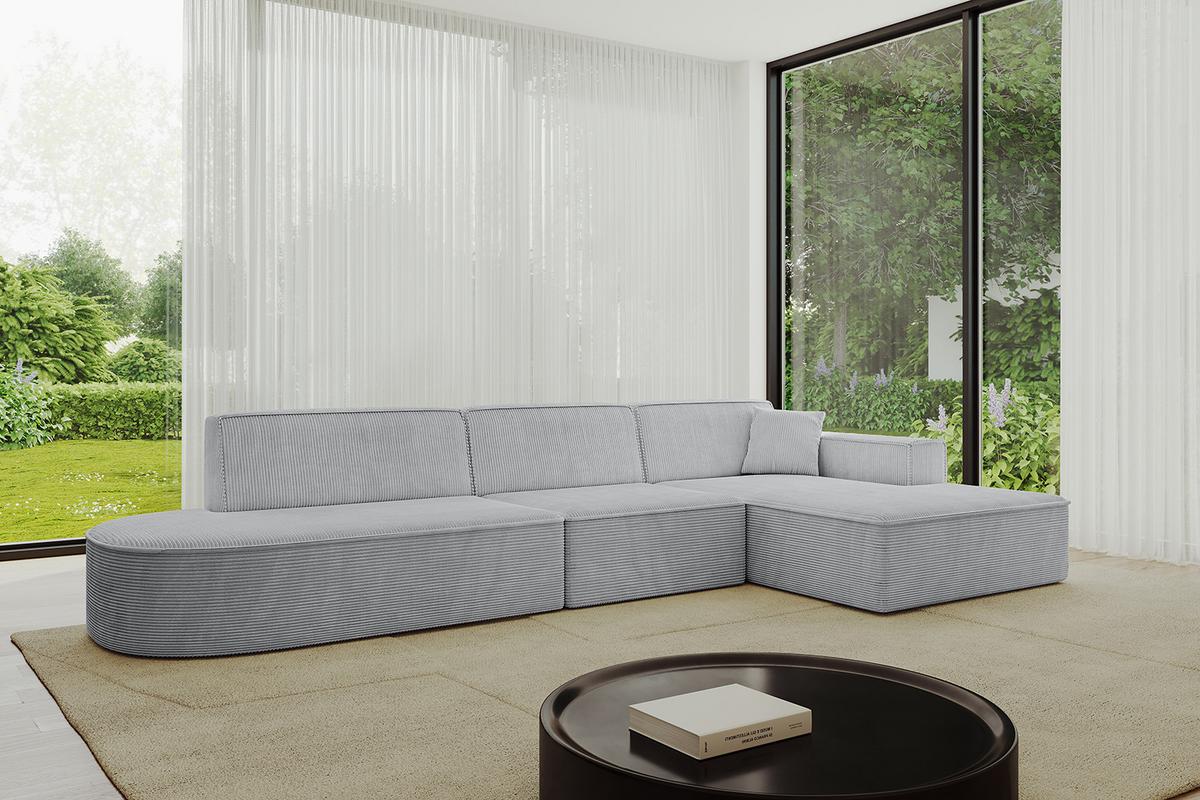 ECKSOFA Ottomane Rechts IREA-L2-v4 - 327x165x77 cm Grau - Grau, Holzwerkstoff/Textil (327/165cm) - ALTDECOR