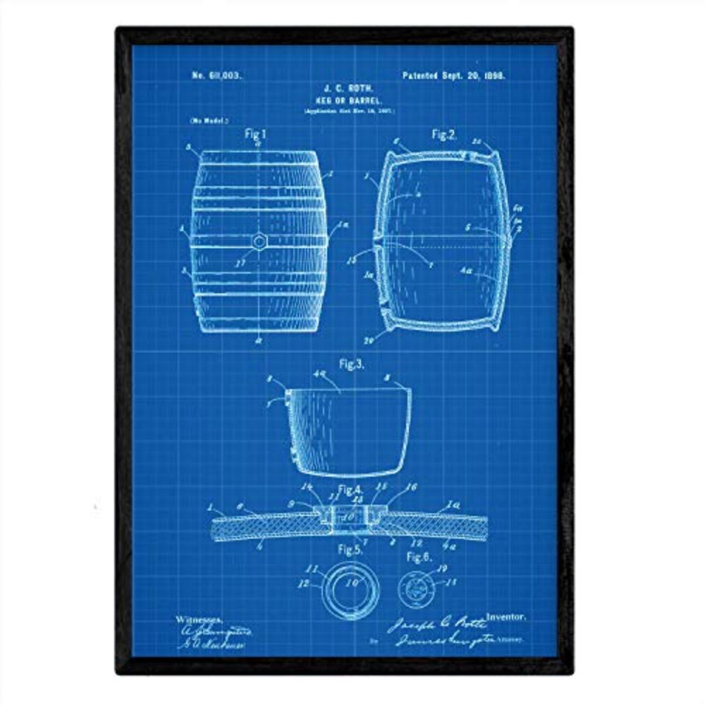 POSTER Barrel Patent A3 Rahmenlos - Blau, Papier (29.7/5/42cm) - Nacnic