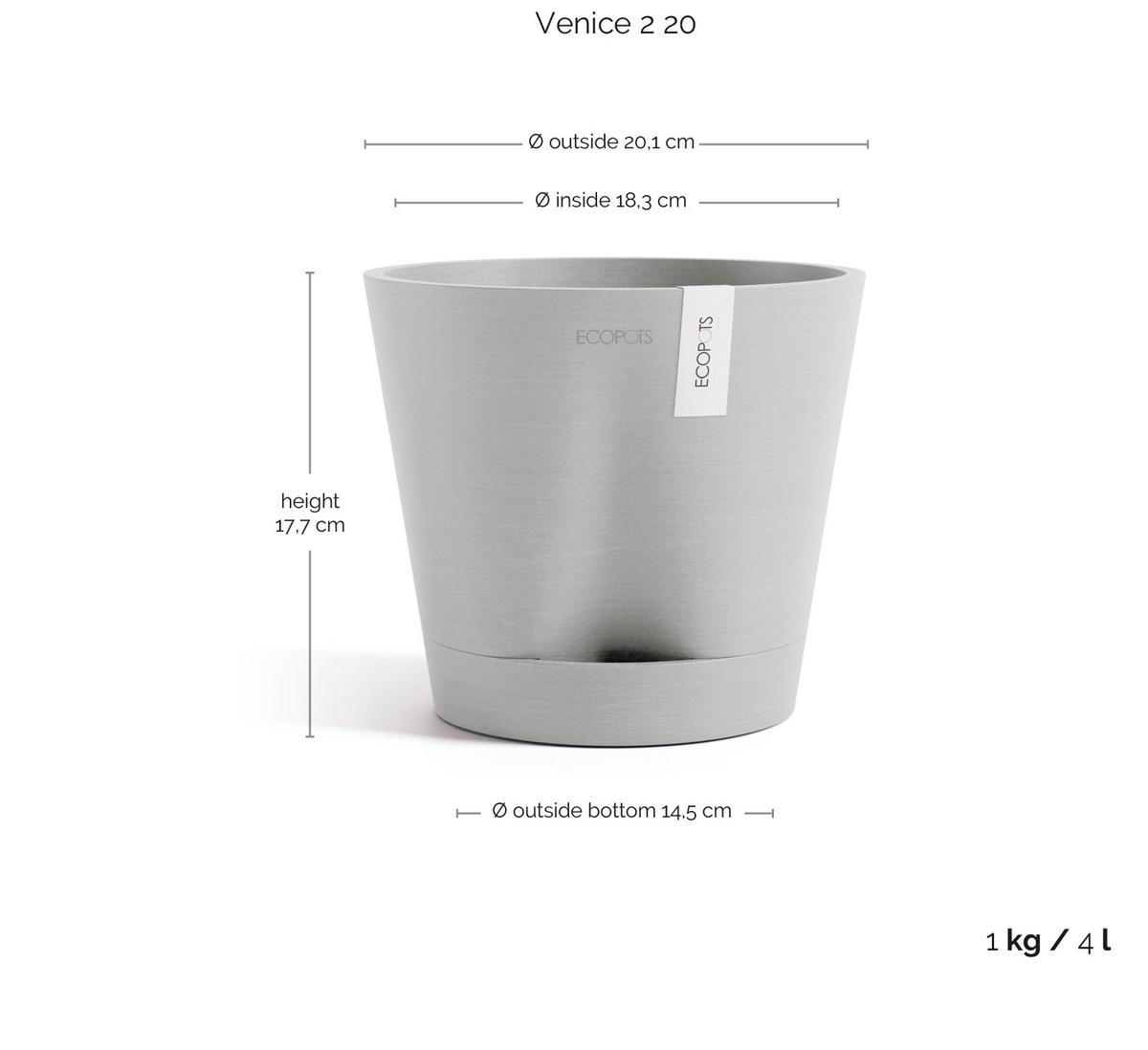 BLUMENTOPF Venice 20,1/17,7 cm Hellgrau - Hellgrau, Kunststoff (20.1/17.7cm) - Ecopots