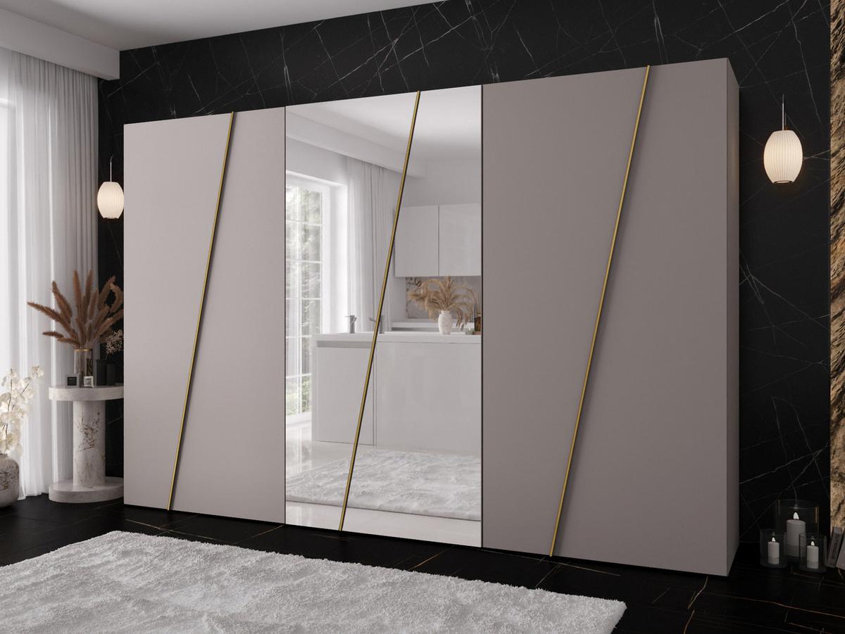 DREHTÜRENSCHRANK Zen 2L 300 cm - Kaschmir/Goldfarben, Holzwerkstoff/Kunststoff (300/202/50cm) - MIRJAN24