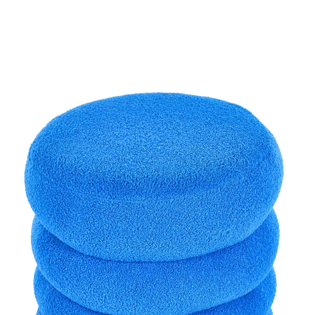 POUF Bouclé Blau Sumpter - Blau, Textil (43/47/43cm) - Beliani