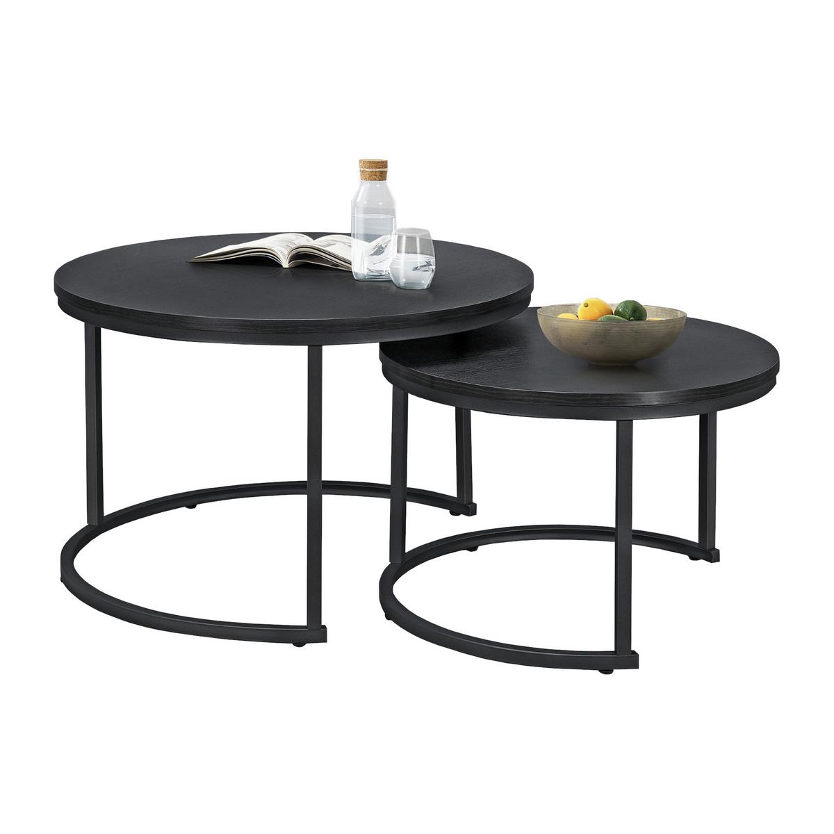 COUCHTISCH Christchurch im 2er Set - Schwarz, Holzwerkstoff (74/74/47cm) - [en.casa]