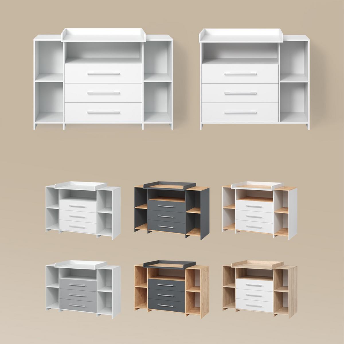 WICKELKOMMODE Torino Anthrazit/Sonoma XL mit Schubladen - Anthrazit/Sonoma Eiche, Holzwerkstoff (143/100/70cm) - Livinity®