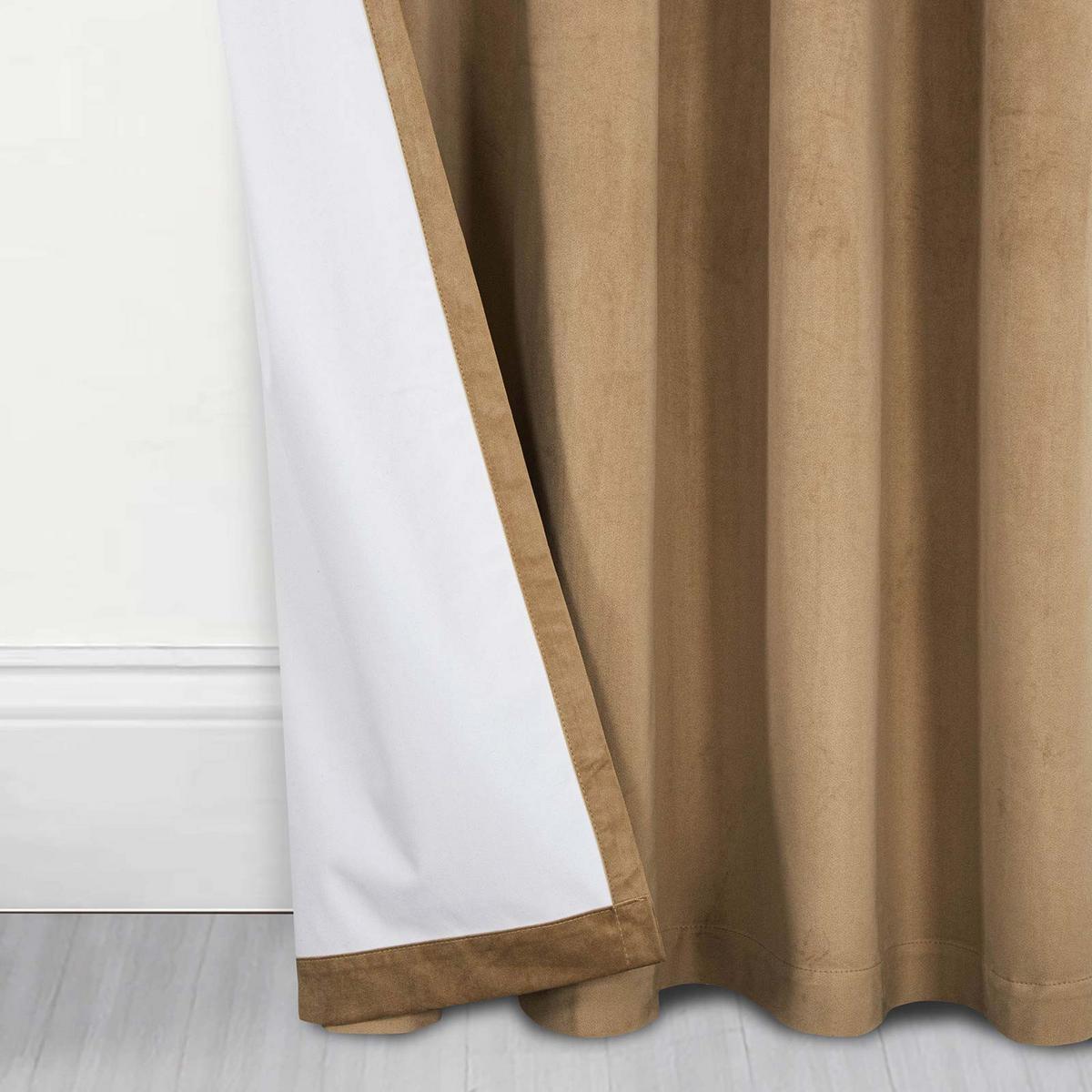 VERDUNKELUNGSVORHÄNGE Samt mit Thermo-Funktion, 117/137 cm - Beige, Textil (117/137cm) - Homescapes