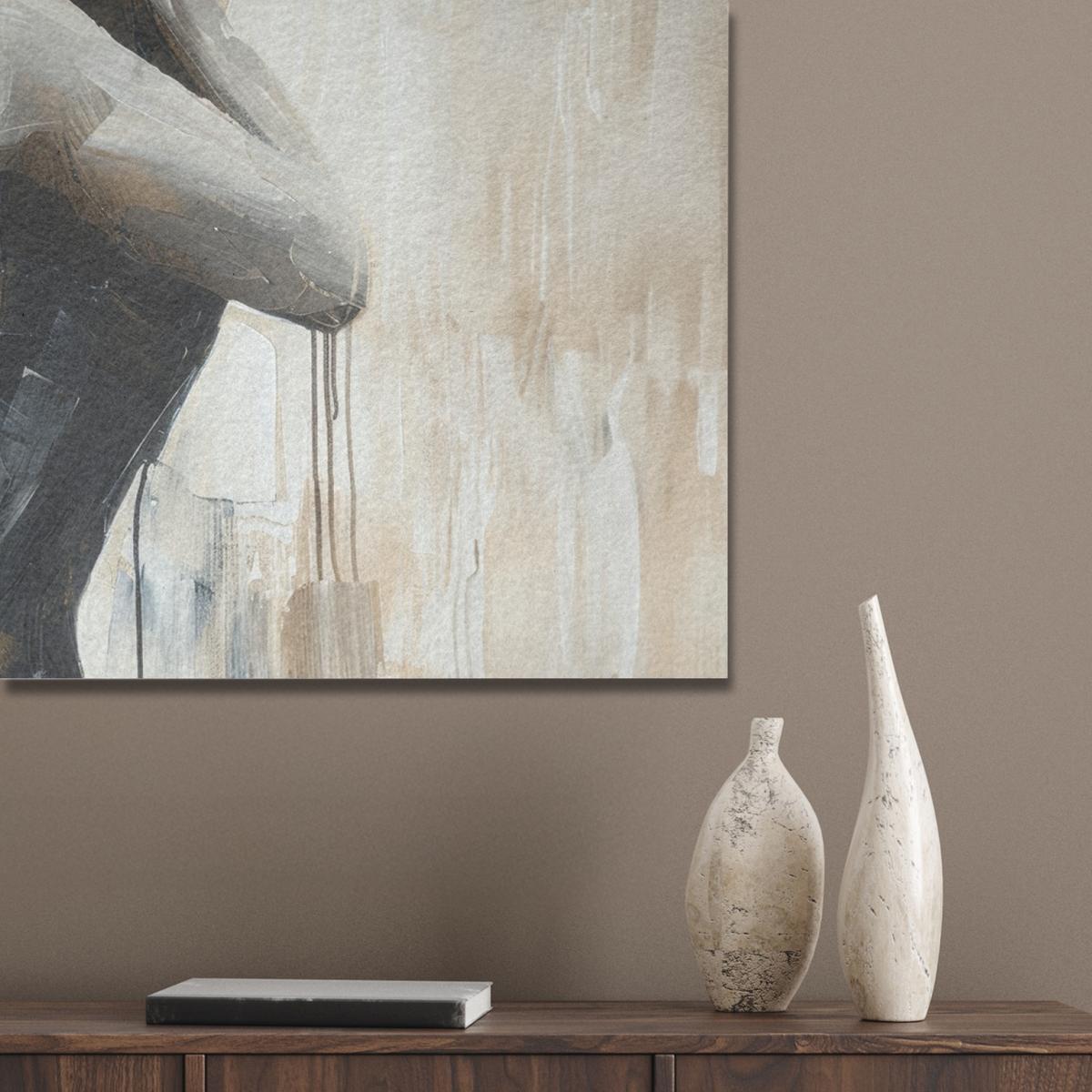 AKUSTIKBILD Abstrakt - Liebe - Schwarz und weiß - Modern Gemälde 80x60 cm - Schwarz, Kunststoff (80/60/0.9cm) - MuchoWow