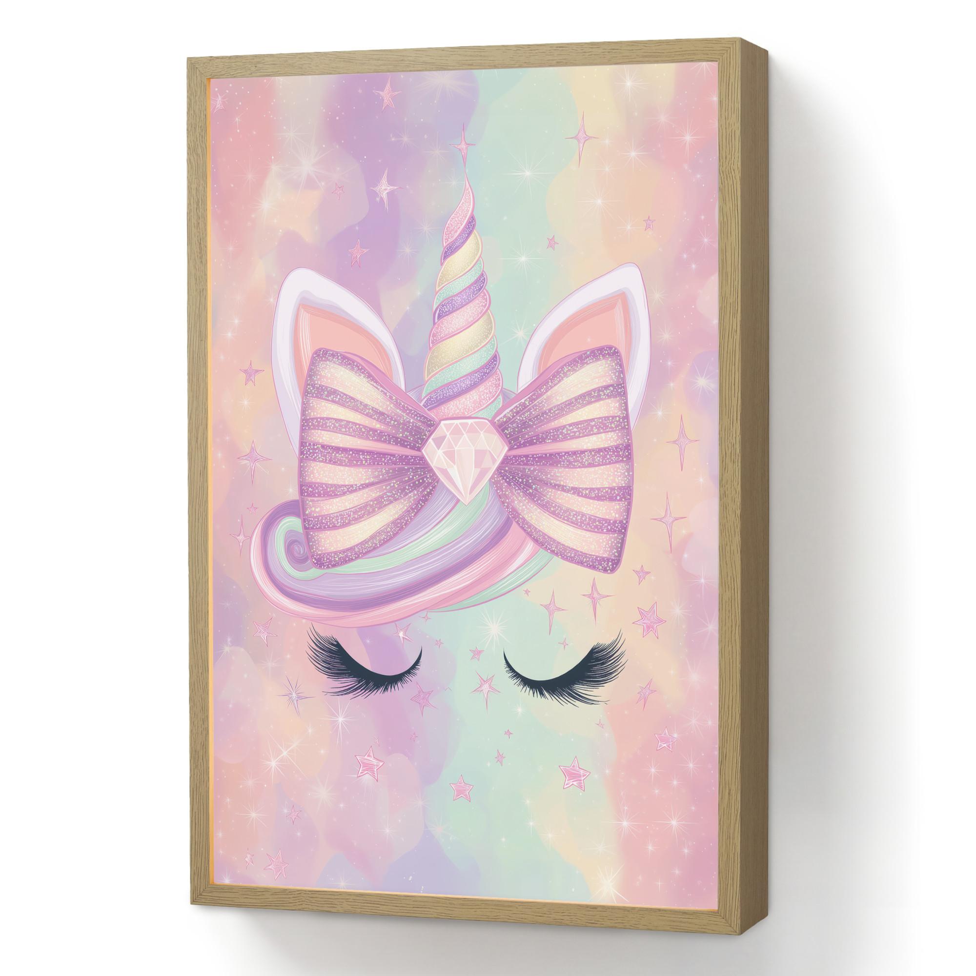 WANDLEUCHTE MIT AKKU Einhorn - Glitzer - Regenbogen - Pastell 40x60 cm - Hellrosa, Holzwerkstoff (40/60/8cm) - OnlyWow