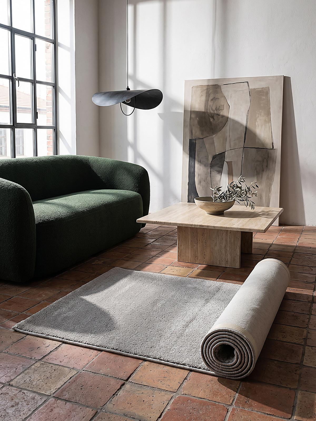 TEPPICH Hochflor BORMIDA Uni Polypropylen Silber 80 x 150 cm - Silberfarben, Textil (80/150cm) - KADIMA DESIGN