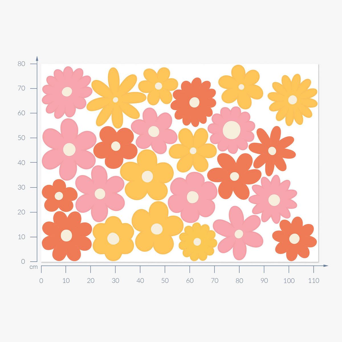 WANDAUFKLEBER 80x112cm - Dekorative Blumen - Multicolor, Kunststoff (80/112/0.1cm) - Wallfluent