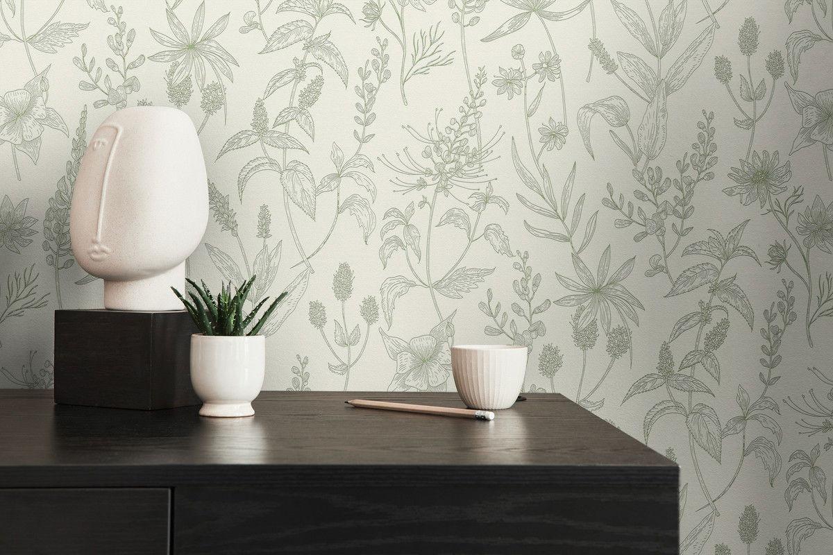 VLIESTAPETE Grün 53/1005 cm - Weiß/Grün, Textil (53/1cm) - KUNSTLOFT