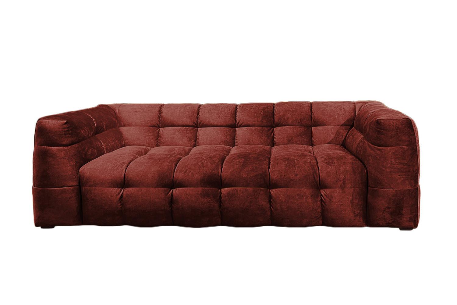 SOFA RIO Bordeaux Velvet - Bordeaux/Schwarz, Textil (282/68/105cm) - KAWOLA