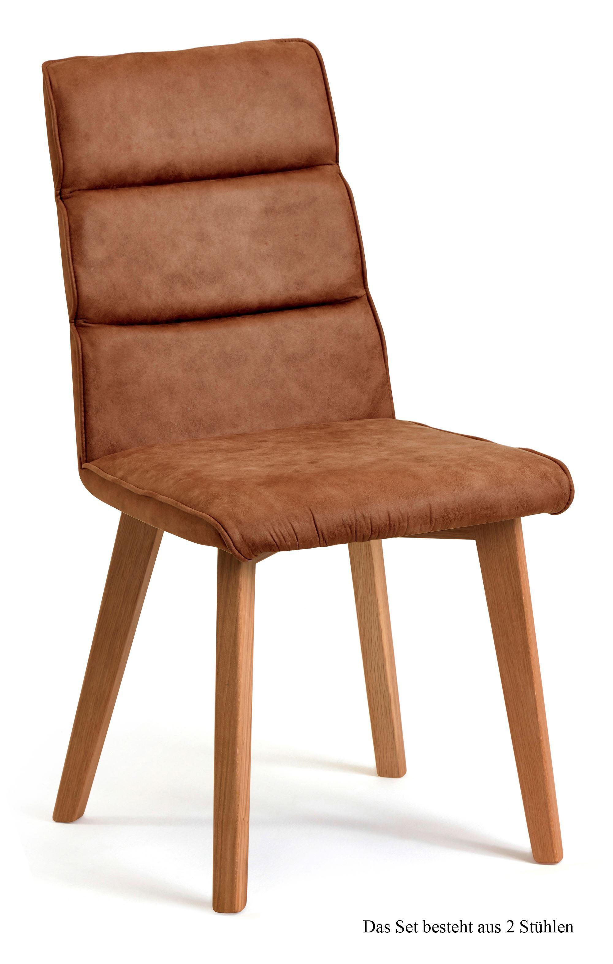 ESSZIMMERSTUHL (2er-Set) Darell 47x92x60 Eiche geölt/Cognac - Cognac/Eichefarben, Kunststoff (60/92/47cm) - 58aufmkessel