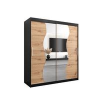 SCHWEBETÜRENSCHRANK 200/180/62 2-türig - Silberfarben/Schwarz, Holz/Kunststoff (180/200/62cm) - MÖBEL KRYSPOL