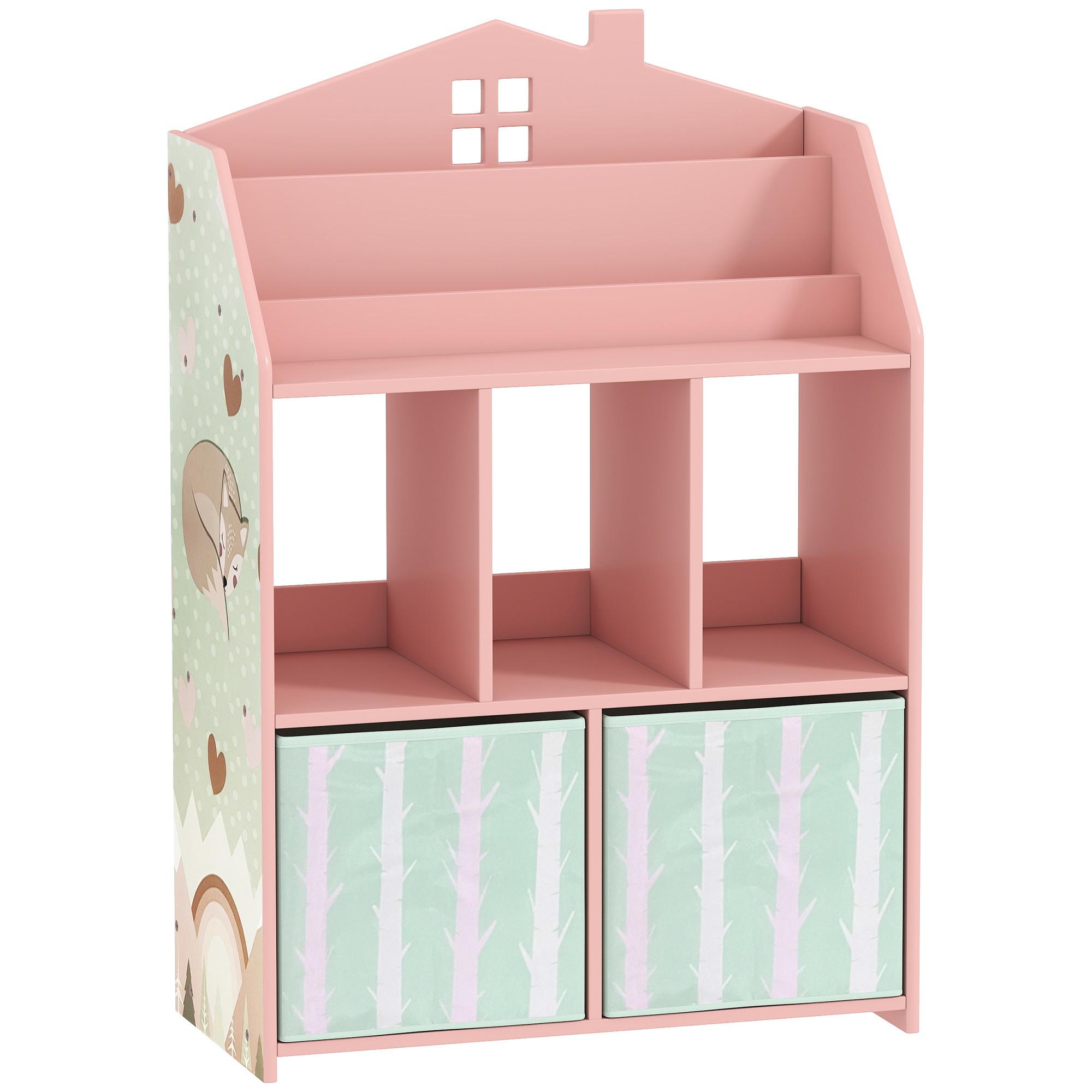KINDER-BÜCHERREGAL MDF Vliesstoff Rosa - Rosa, Holzwerkstoff (30/91.5/62.5cm) - AIYAPLAY