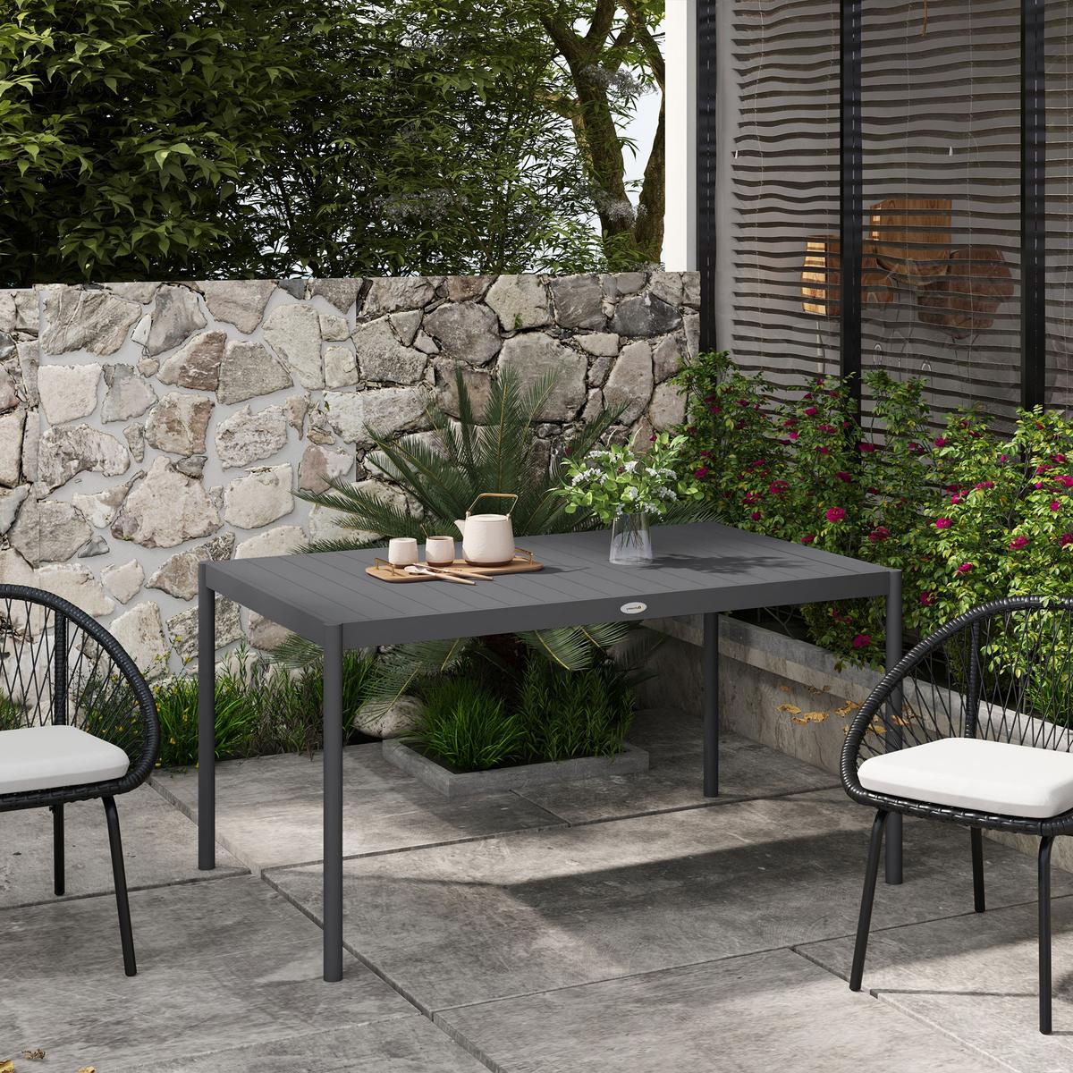 GARTENTISCH, Dunkelgrau, Aluminium - Dunkelgrau, Metall (145/90/74cm) - Outsunny