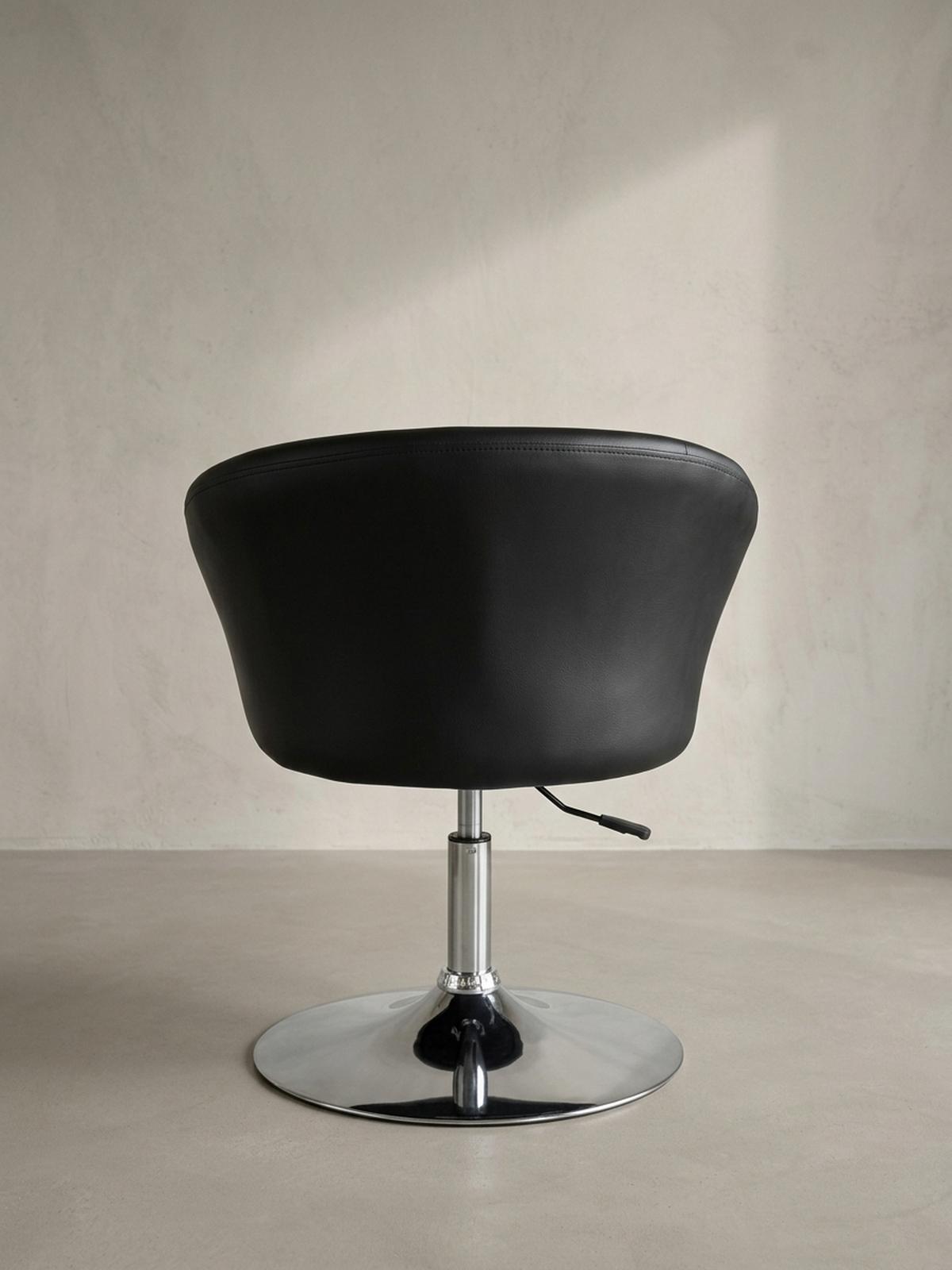 LOUNGESESSEL verstellbare Sitzhöhe mit Trompetenfuß Retro LIFT , Schwarz 62x55x84 cm - Silberfarben/Schwarz, Kunststoff/Textil (62/84/55cm) - KADIMA DESIGN
