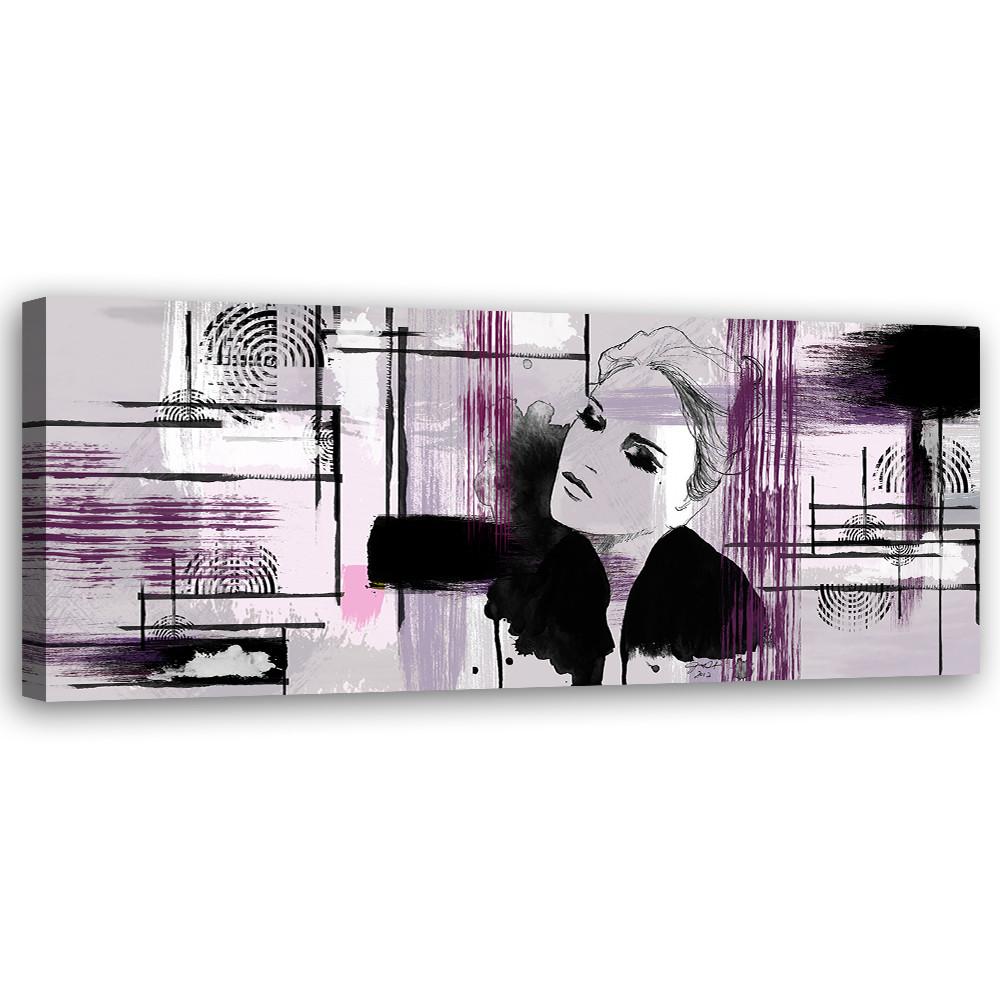 WANDBILD violette frau abstrakt - Pink, Textil (90/30cm) - Feeby