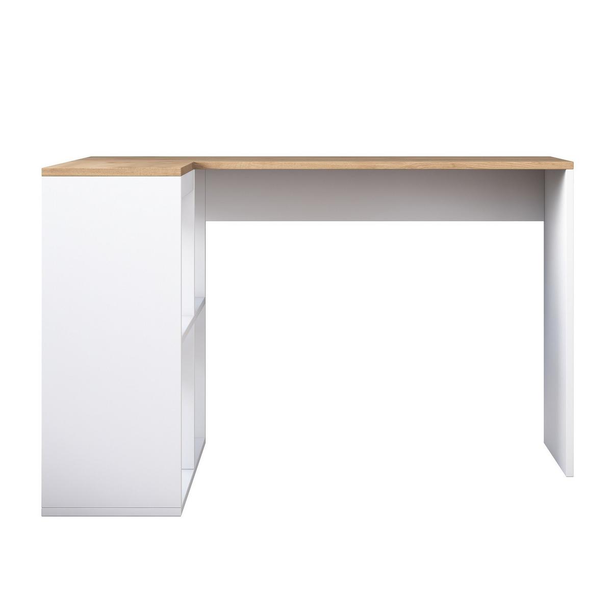 ECKSCHREIBTISCH in eiche- und weissoptik 50/120/74,8 cm - Eichefarben, Holzwerkstoff (120/50/74.8cm) - Calicosy