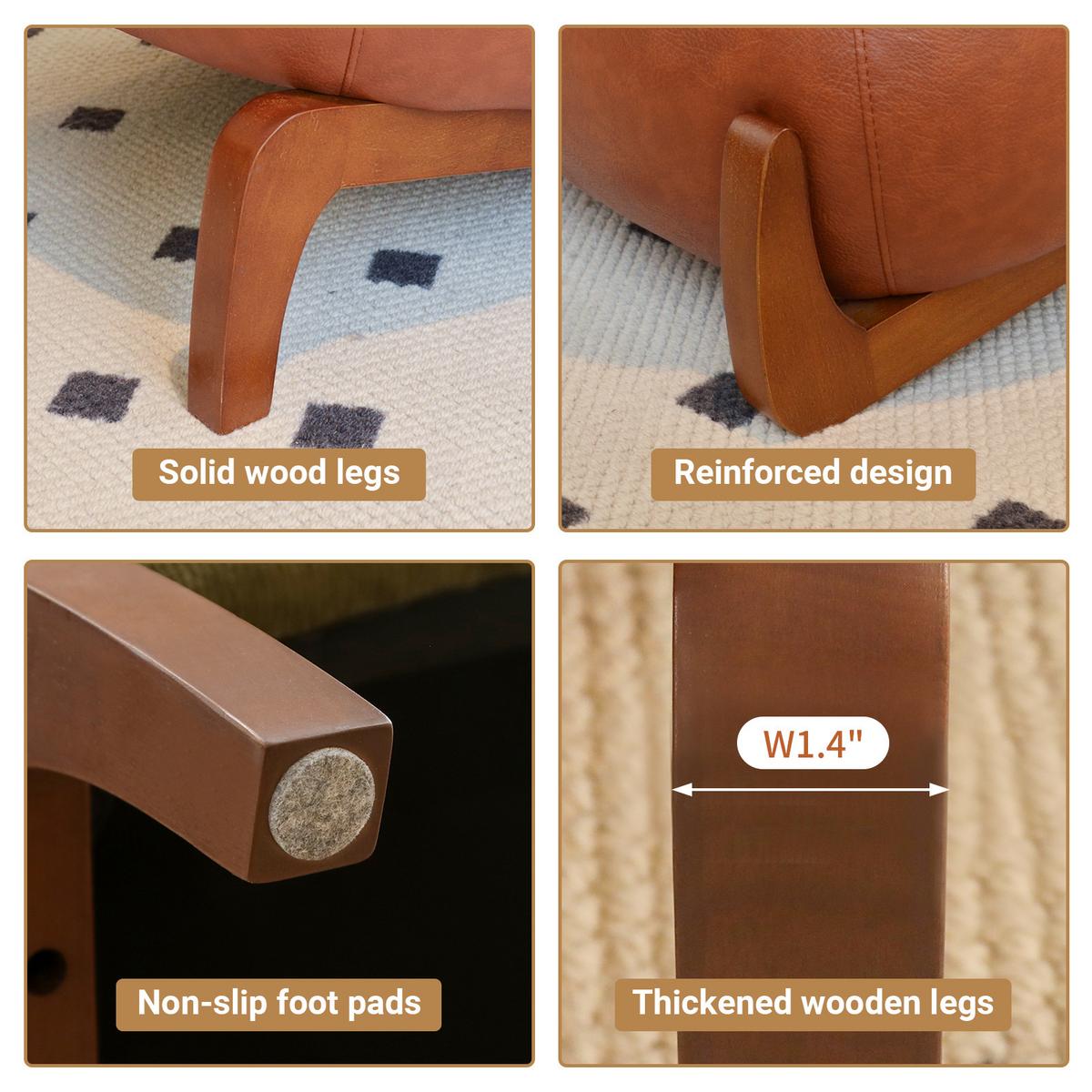 SESSEL Kunstleder Braun Armlos Holzbeine Lounge Lesesessel Wohnzimmer - Braun, Leder (86.9/69.9/72.1cm) - Urban Meuble