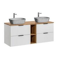DOPPELWASCHTISCH 140.8cm Adriel Weiß, Holz und Stein - Weiß, Holzwerkstoff (140.8/59/46cm) - Petits-meubles
