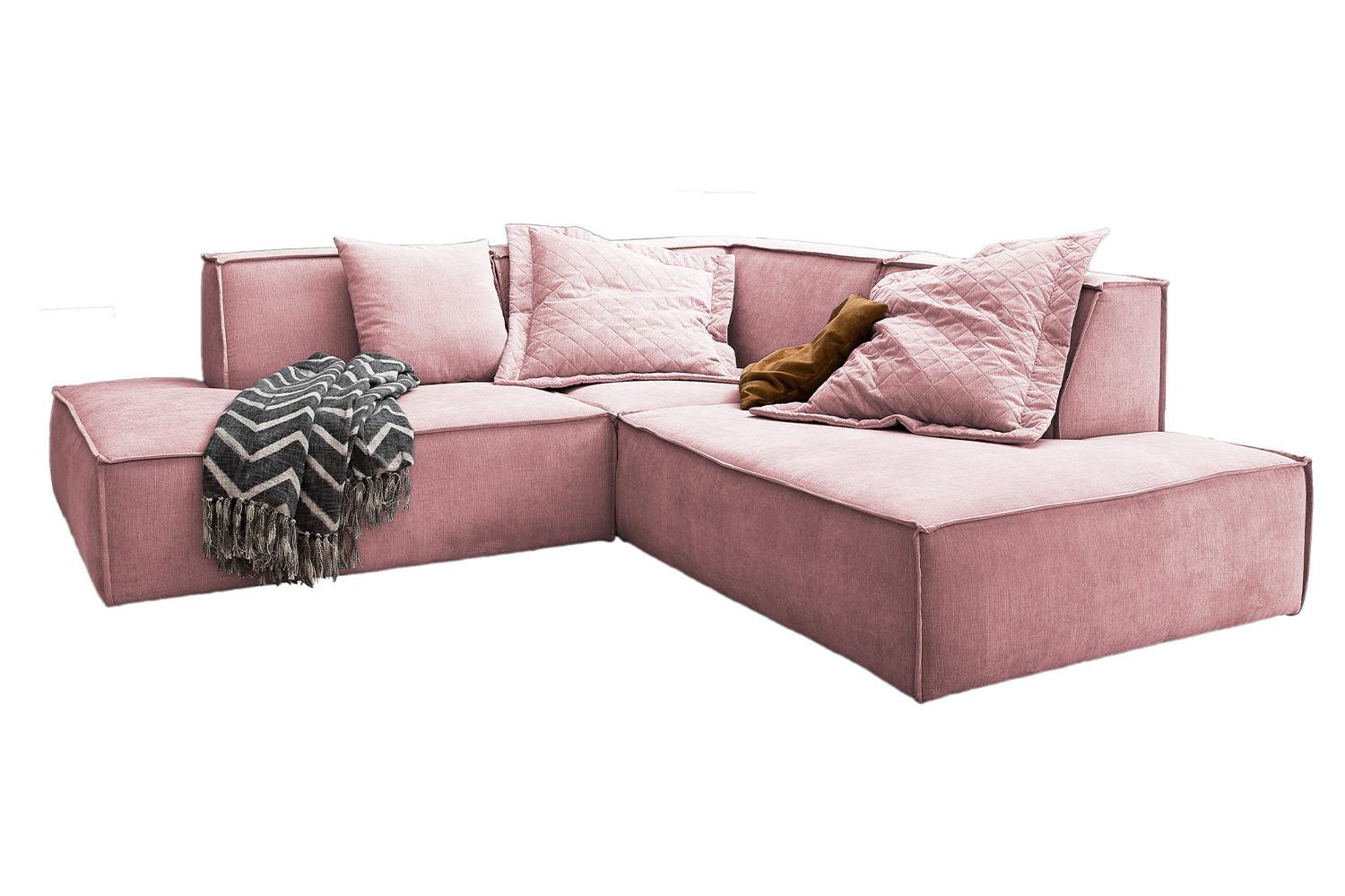 ECKSOFA SAMU Pink Webstoff - Schwarz/Rosa, Textil (226/224cm) - KAWOLA