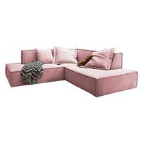 ECKSOFA SAMU Pink Webstoff - Schwarz/Rosa, Textil (226/224cm) - KAWOLA