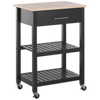 SERVIERWAGEN Schwarz Hiuma - Hellbraun/Schwarz, Holz (58/85/40cm) - Beliani