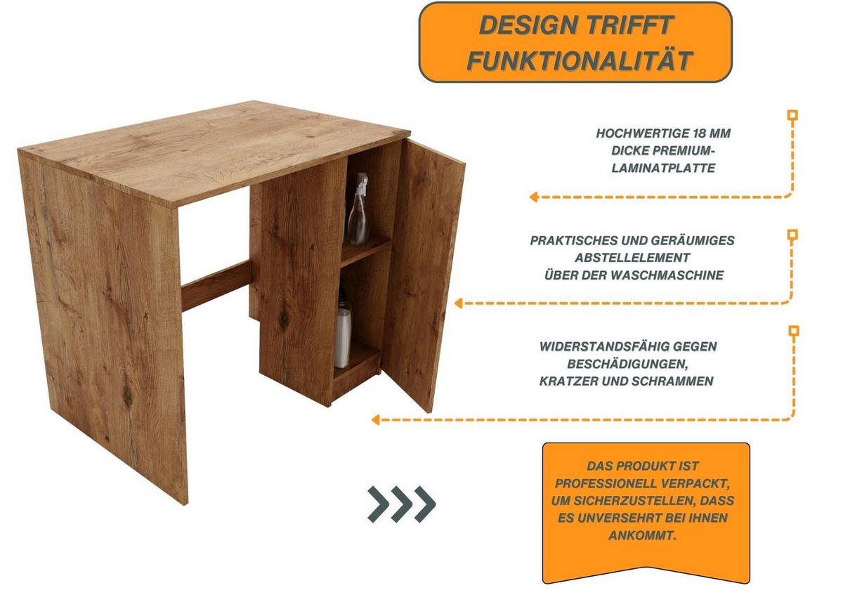 WASCHMASCHINENSCHRANK für Waschmaschine & Wäschetrockner 95/89/66 - Braun, Holzwerkstoff (95/89/66cm) - RAUMHIRSCH FURNITURE