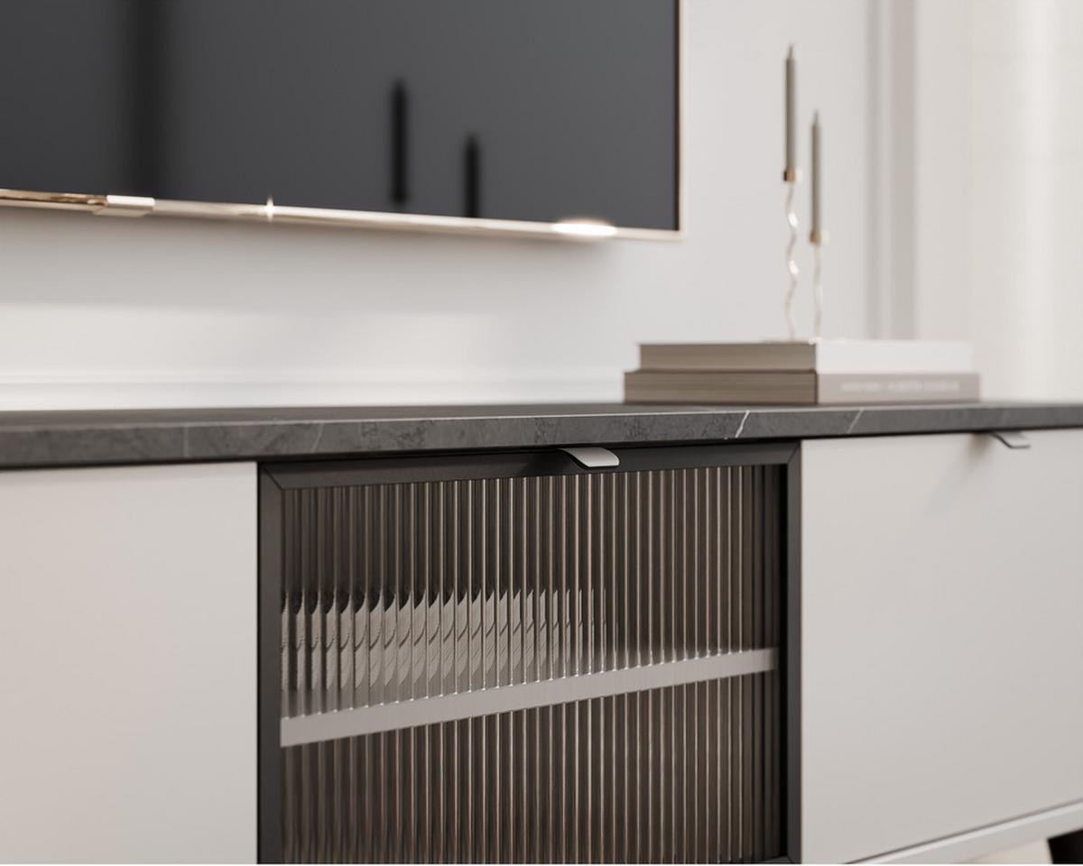 TV-LOWBOARD NAVANI stehend, 160 cm Kaschmir/Grau - Schwarz/Grau, Holzwerkstoff/Metall (160/52/40cm) - Idohome