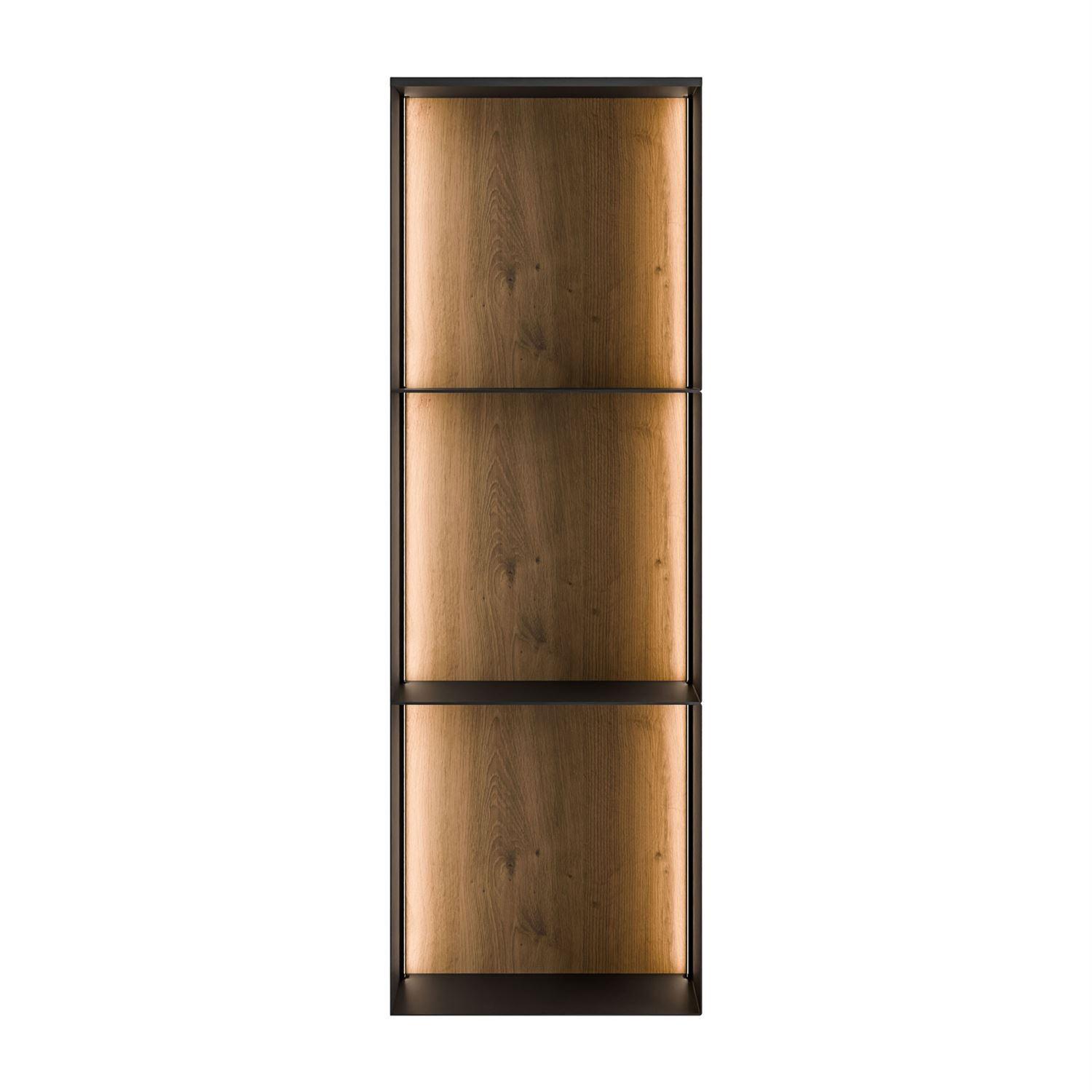 METALLREGAL QUADRO III mit LED-Beleuchtung - Schwarz/Eiche Artisan, Holzwerkstoff (99/33/20cm) - Lookway