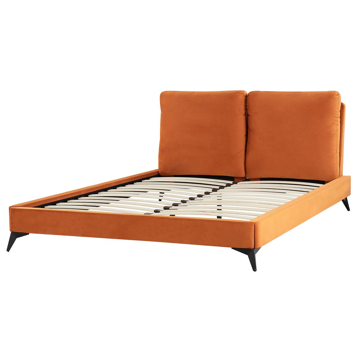 POLSTERBETT 160/200cm Orange Melle - Orange, Textil (160/200cm) - Beliani