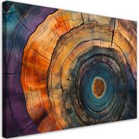 LEINWANDBILD Bunte Baumringe Abstraktion 100x70cm - Multicolor, Textil (100/70cm) - Feeby