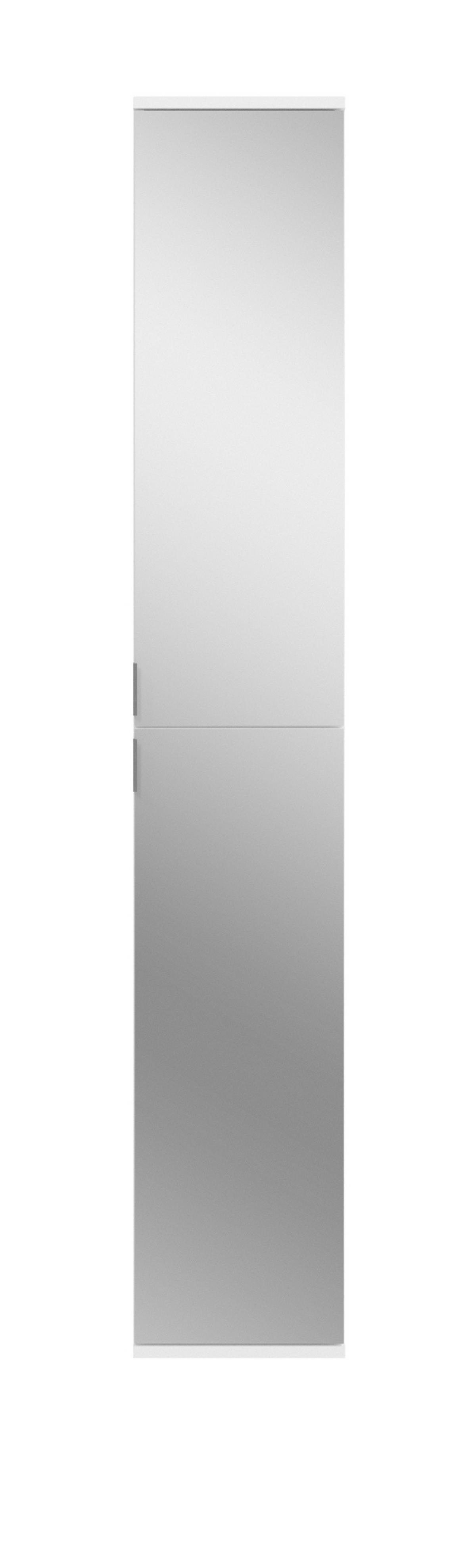 KLEIDERSCHRANK weiß 30 cm 2-türig, Flurschrank mit Spiegel - Chromfarben/Weiß, Holzwerkstoff/Metall (30/193/34cm) - Inn.Furn