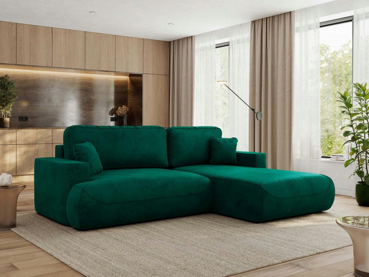 ECKSOFA OVO L Dunkelgrün Velvet - Rechts Seite - Dunkelgrün/Schwarz, Kunststoff/Textil (195/271cm) - MKS