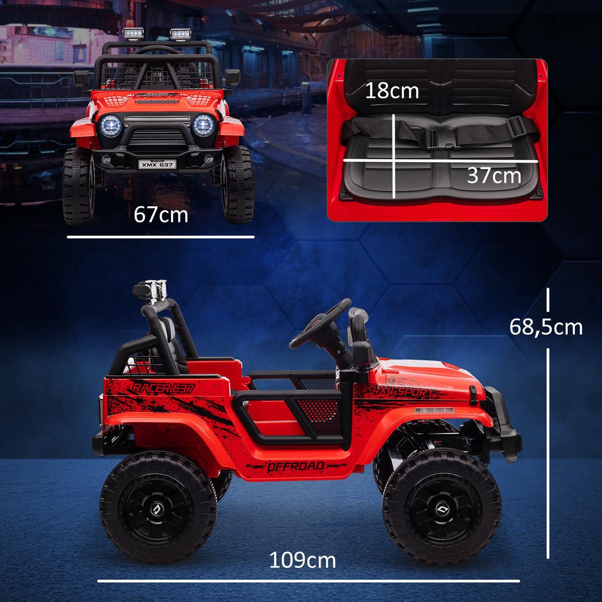 ELEKTRO Kinderauto - Rot, Metall (109/67/68.5cm) - AIYAPLAY