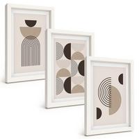 BILDER SET 3er Set - 20x30 cm Weißer Rahmen - Abstrakte Minimalismusmuster - Weiß, Kunststoff (20/30cm) - TULUP