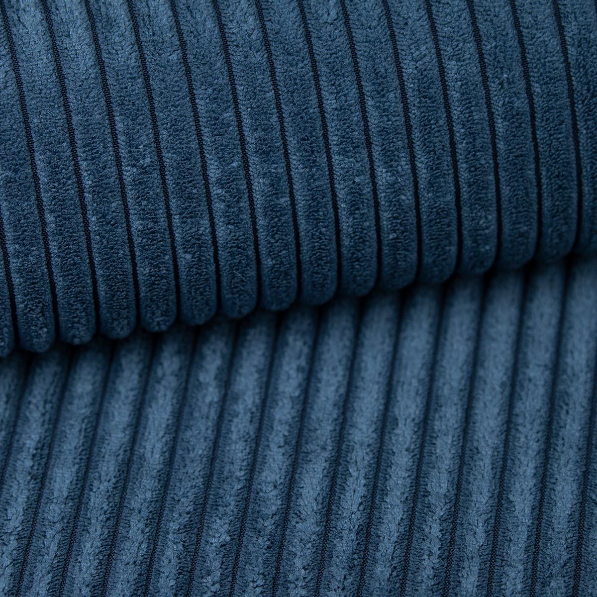 ECKSOFA ESTANO R-S Blau Kordstoff mit Schlaffunktion - Blau, Holz (230/158cm) - MASSENO