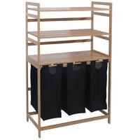 WÄSCHESAMMLER Braun, Schwarz - Schwarz/Braun, Holz (80/125/40cm) - MCW