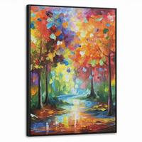 LEINWAND Bilder mit Rahmen - Landschaft - Wald - Farben - Natur - 70x100 - Multicolor, Textil (70/100cm) - MuchoWow