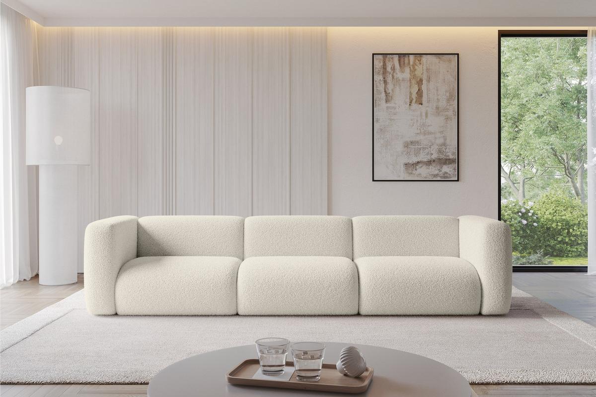 MODULARES Sofa 3-SITZER MIRA-S2 319x89x70 Beige cm Bouclé - Kaschmir/Beige, Holzwerkstoff/Kunststoff (319/70/89cm) - ALTDECOR