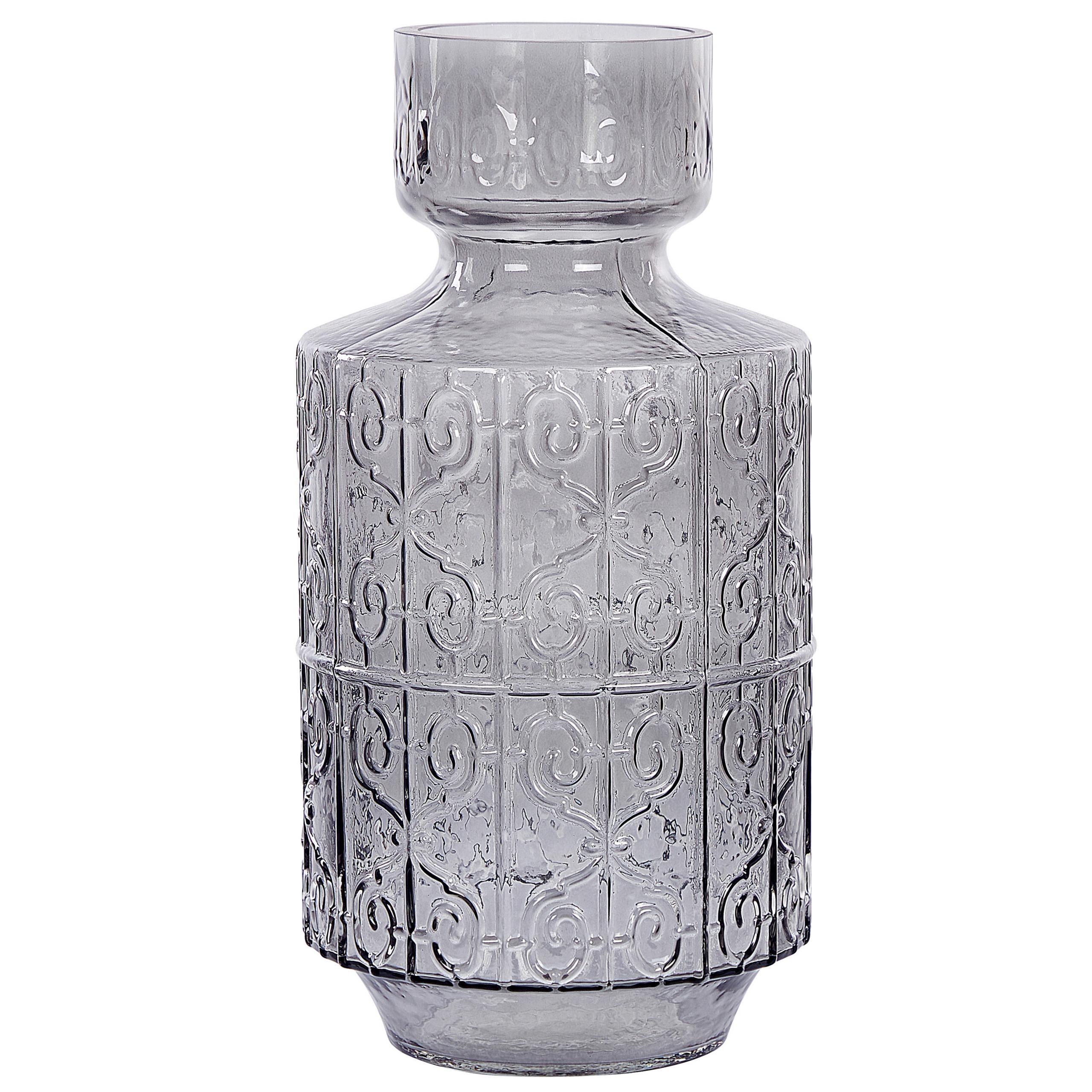 BLUMENVASE Glas grau Dikella - Grau, Glas (33cm) - Beliani