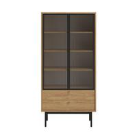 VITRINE Olar II Holzoptik Hickory Natur 85 cm - Beige/Goldfarben, Holzwerkstoff/Metall (85/179/41cm) - Selsey